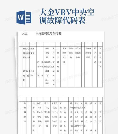 高中央空调故障代码解析（详解高中央空调故障代码及其常见解决方法）
